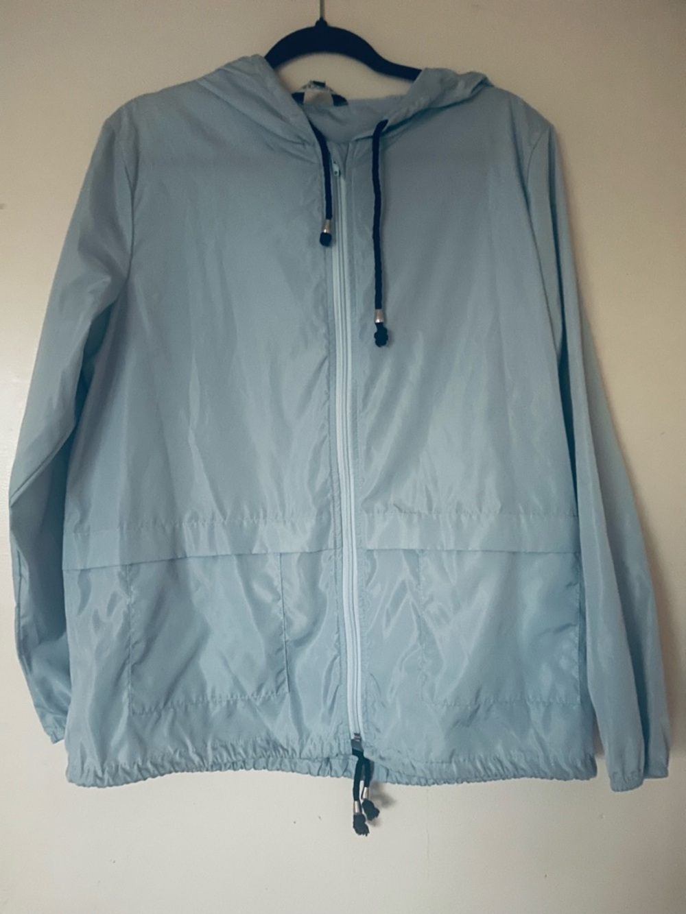 Light Blue Hooded Windbreaker Jacket / Raincoat